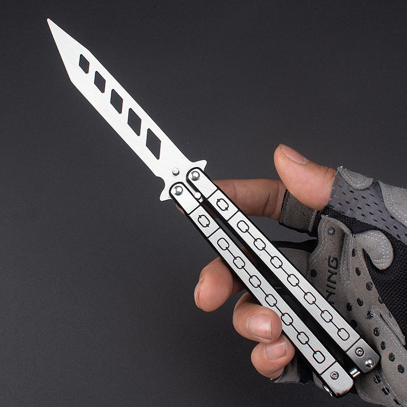 Factory Outlet Butterfly Practice Knife Decompression Training Knife Unedged Stainless Steel Game Knife Outdoor Tools