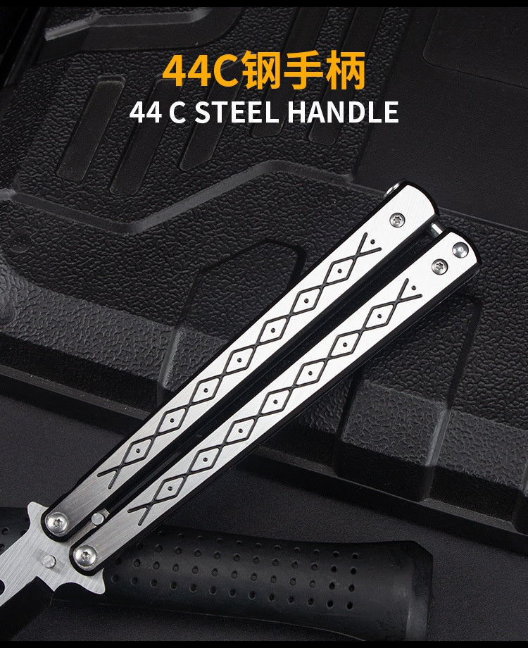 Factory Outlet Butterfly Practice Knife Decompression Training Knife Unedged Stainless Steel Game Knife Outdoor Tools
