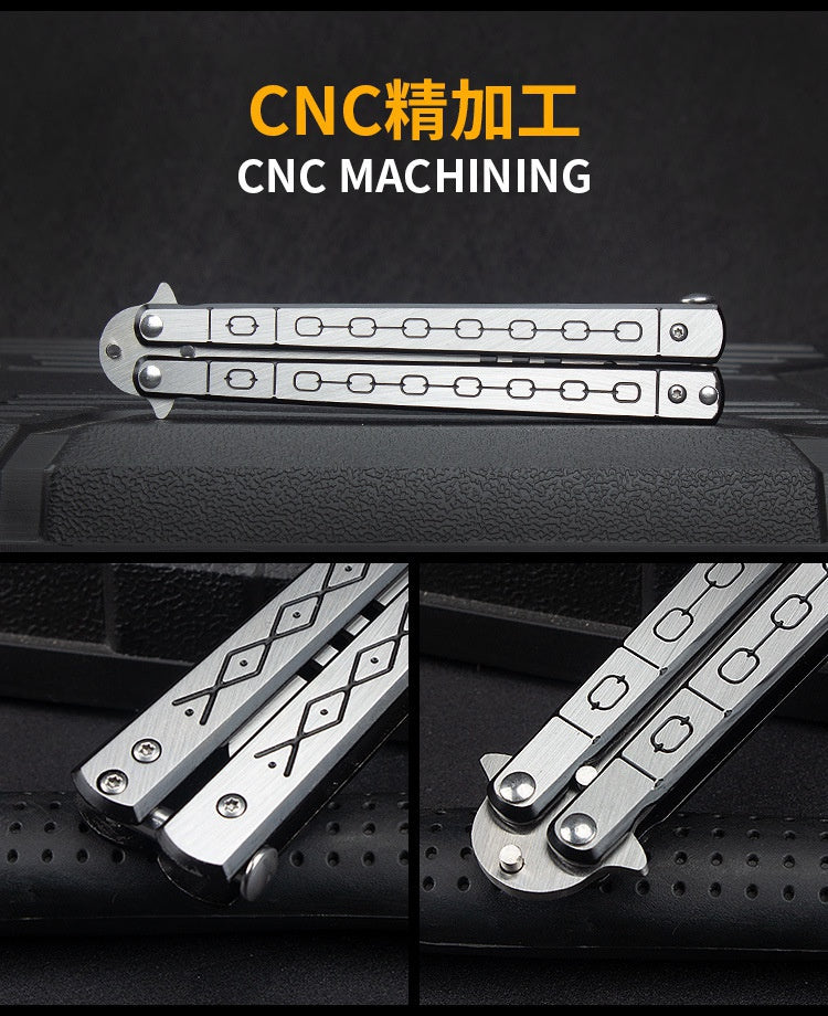 Factory Outlet Butterfly Practice Knife Decompression Training Knife Unedged Stainless Steel Game Knife Outdoor Tools