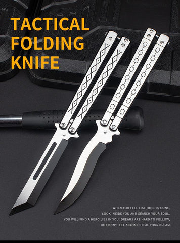 Factory Outlet Butterfly Practice Knife Decompression Training Knife Unedged Stainless Steel Game Knife Outdoor Tools
