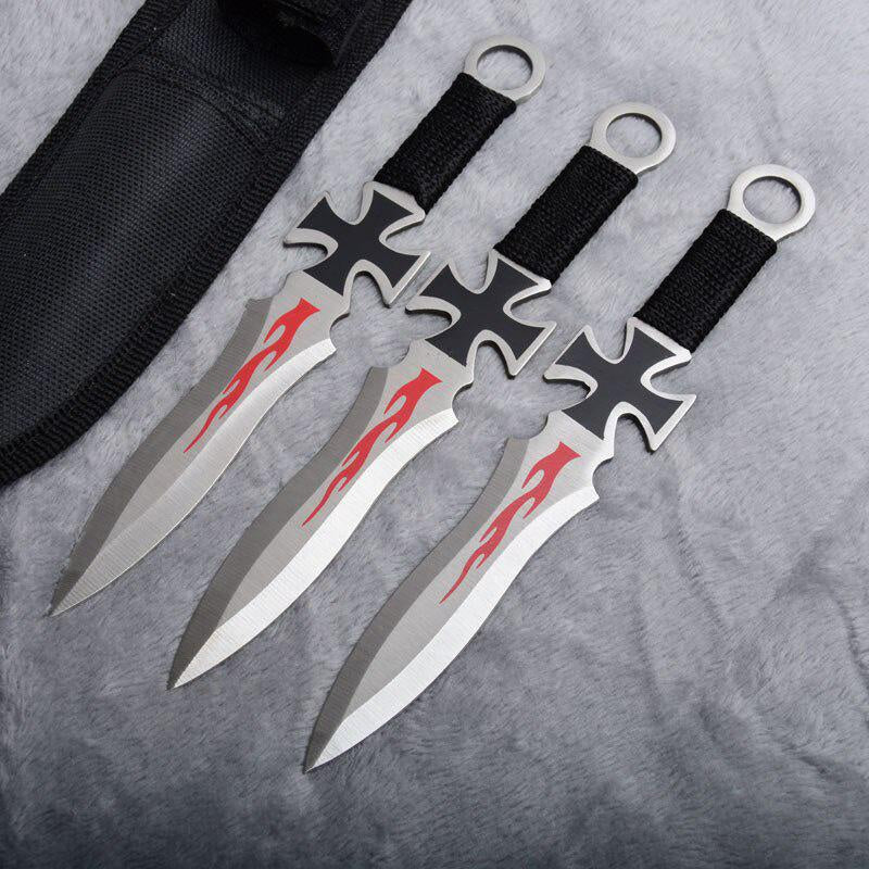 3pcs/6pcs Darts Ninja Kunai Hunting Knives Tactical Fixed Blade Throwing Knife Set with Sheath（Sword spirit）