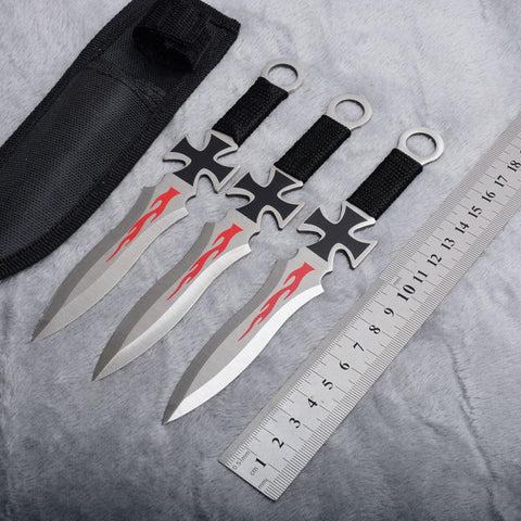 3pcs/6pcs Darts Ninja Kunai Hunting Knives Tactical Fixed Blade Throwing Knife Set with Sheath（Sword spirit）