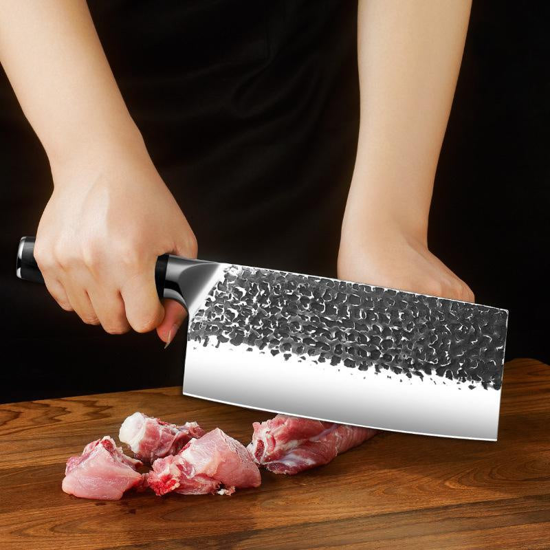 Stainless steel kitchen knife forged hammer pattern household slicing knife cutting meat and vegetables multi-purpose chef's knife