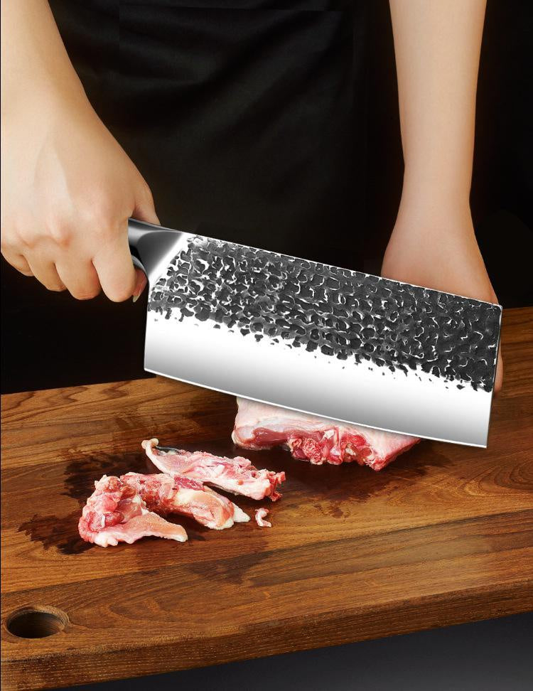 Stainless steel kitchen knife forged hammer pattern household slicing knife cutting meat and vegetables multi-purpose chef's knife