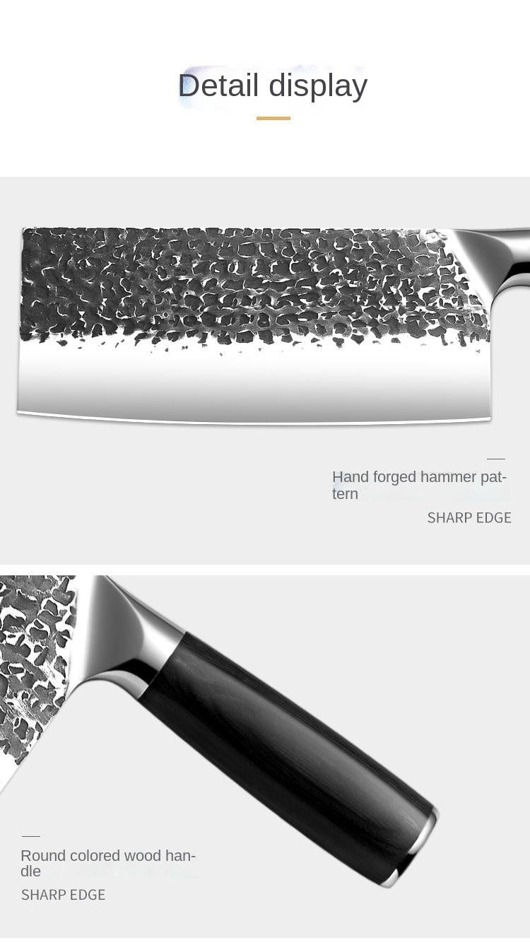 Stainless steel kitchen knife forged hammer pattern household slicing knife cutting meat and vegetables multi-purpose chef's knife