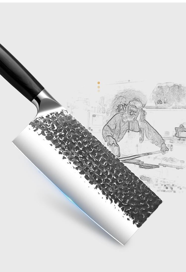Stainless steel kitchen knife forged hammer pattern household slicing knife cutting meat and vegetables multi-purpose chef's knife