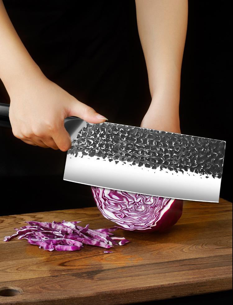 Stainless steel kitchen knife forged hammer pattern household slicing knife cutting meat and vegetables multi-purpose chef's knife