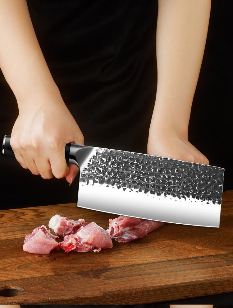Stainless steel kitchen knife forged hammer pattern household slicing knife cutting meat and vegetables multi-purpose chef's knife