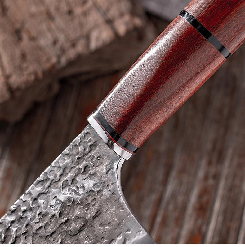 High carbon three-in-one steel household kitchen knife Chinese hand-forged clip steel chef slicing knife