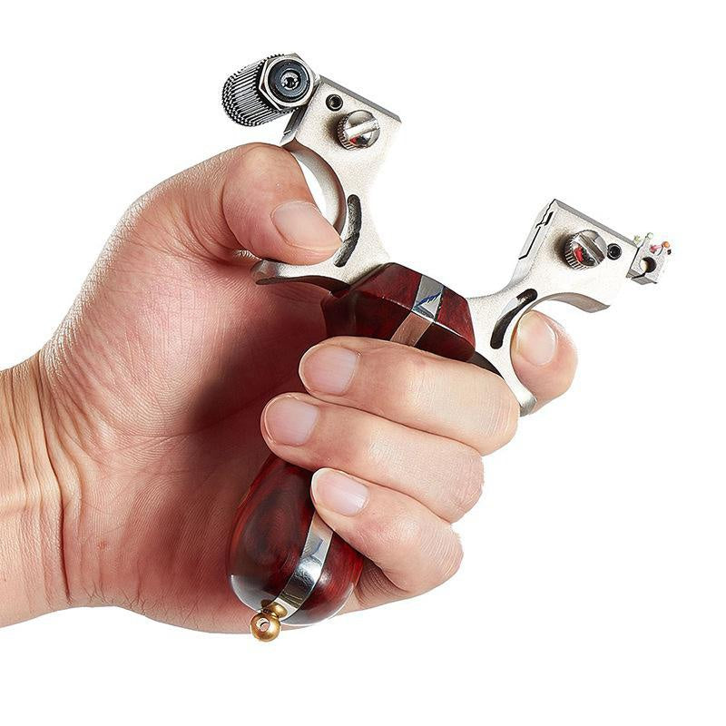 cross-border exclusively for wolf slingshot laser aiming exquisite appearance stainless steel wooden slingshot with rubber band