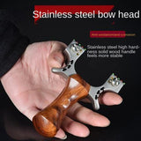 Solid wood high-precision free strapping stainless steel fast flattened leather slingshot high slingshot frame without rubber bands
