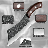 Boning Knife Hand Forged Stainless Steel Kitchen Cleaver Hunting Outdoor Knife Tool