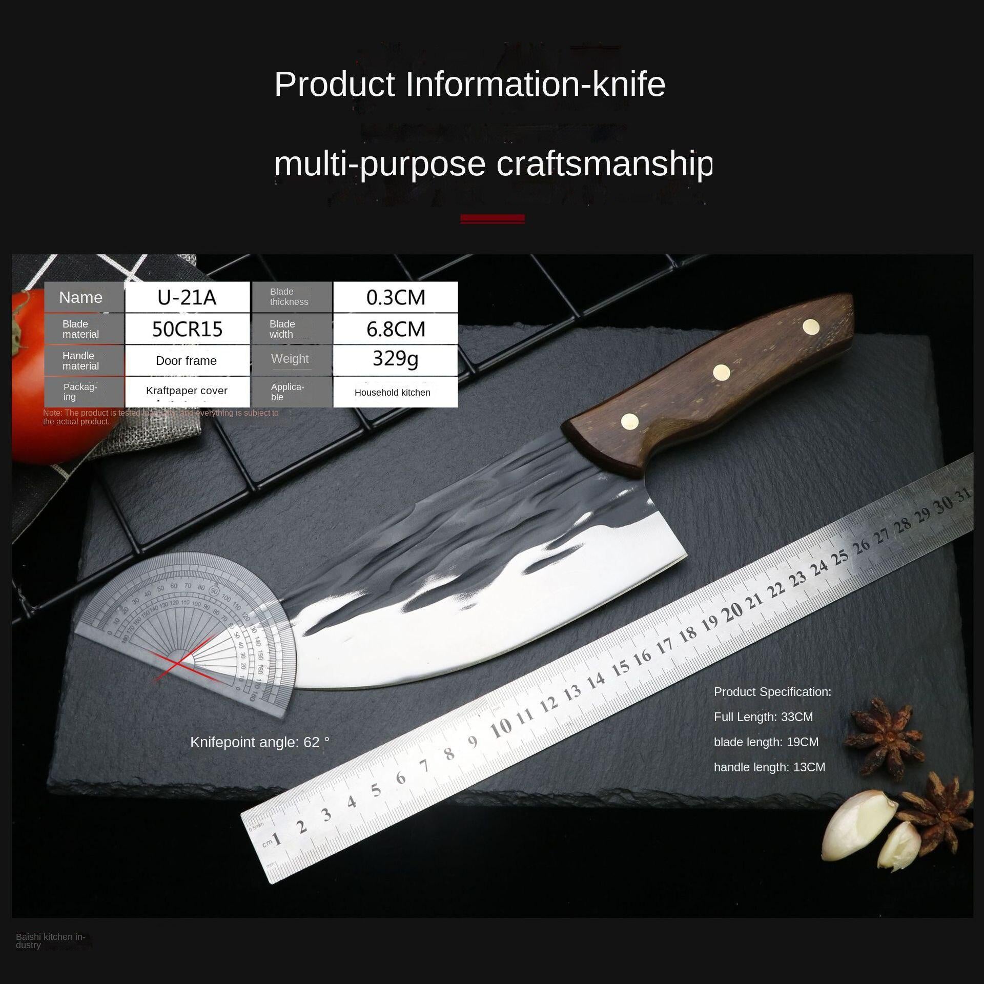 Forged Kitchen Knife Spot Stainless Steel Cattle Sheep Pig High Hardness Traditional Knife Used in Kitchen