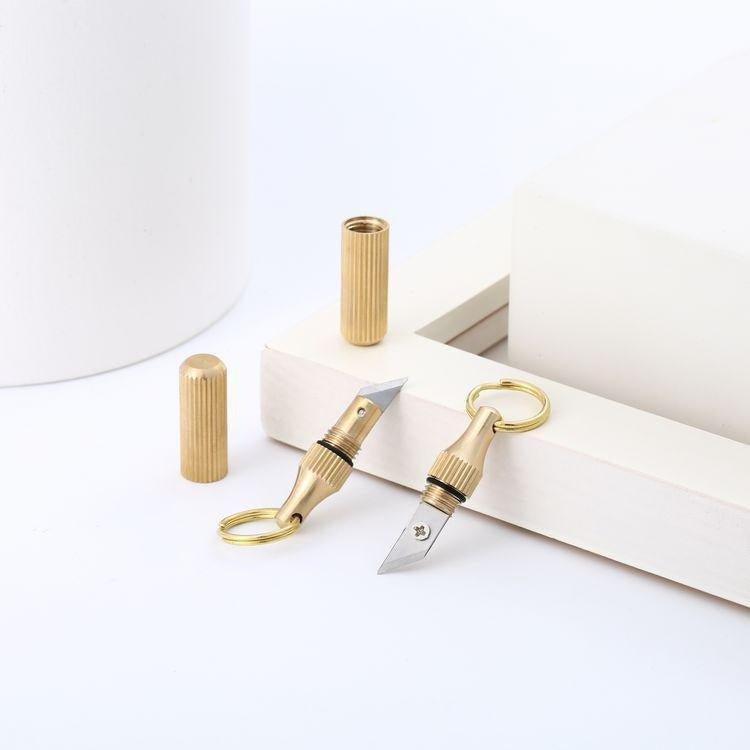 Remove express knife key chain portable mini Brass Pendant capsule knife box opener portable knife 2pcs