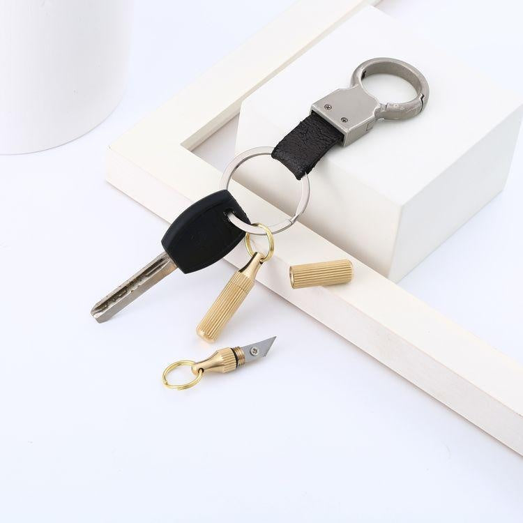 Remove express knife key chain portable mini Brass Pendant capsule knife box opener portable knife 2pcs