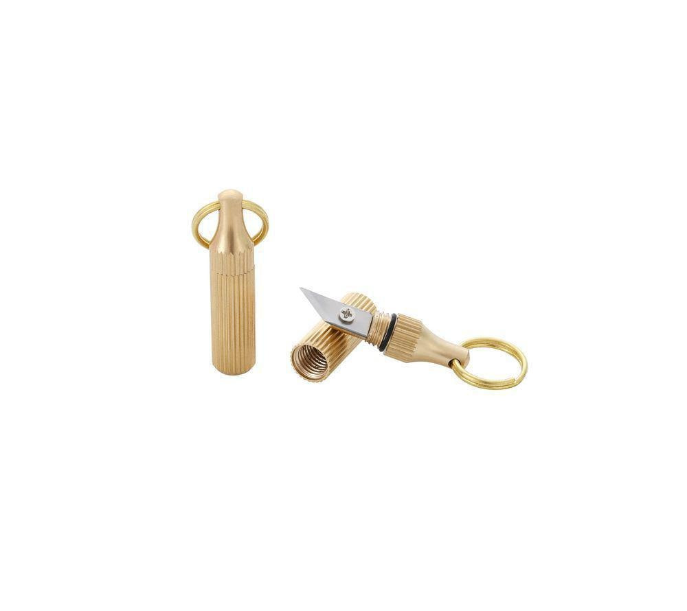 Remove express knife key chain portable mini Brass Pendant capsule knife box opener portable knife 2pcs