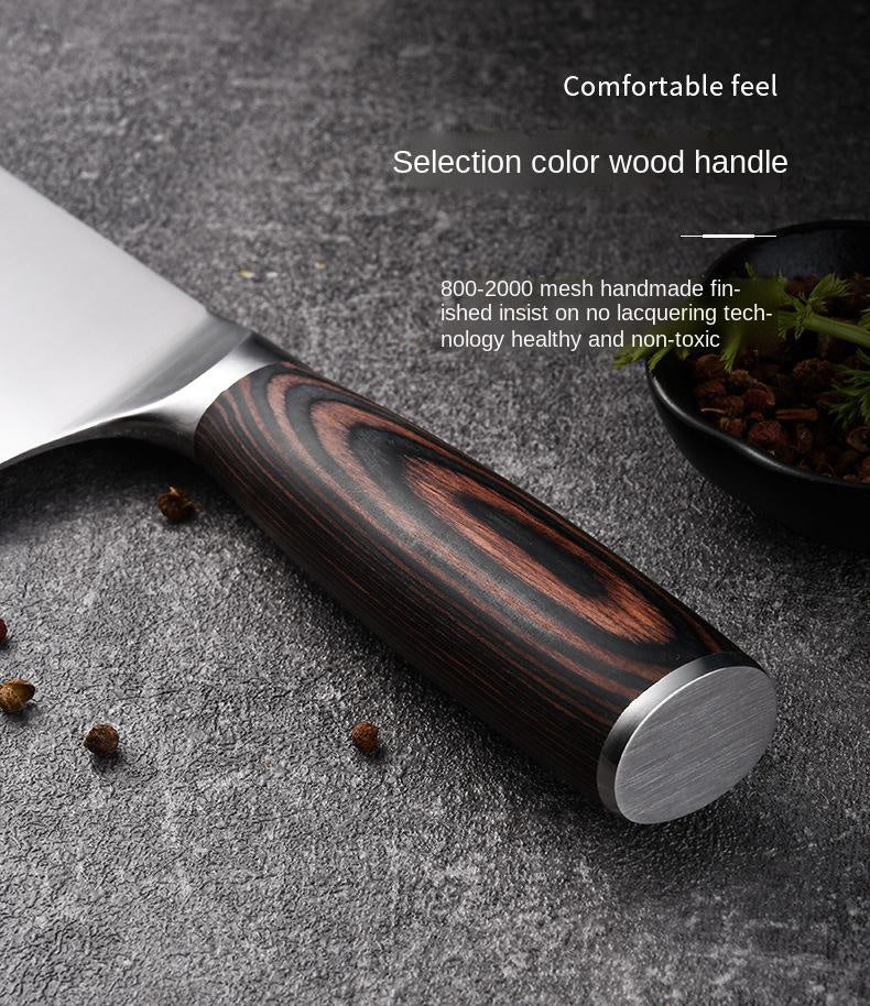 Household Kitchen Knife Lightweight Color Wooden Handle Meat Cleaver Sharp Stainless Steel Kitchen Knife Ladies