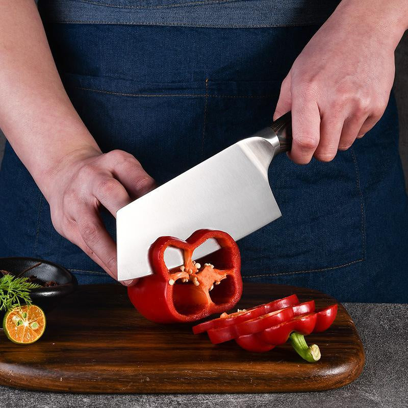 Household Kitchen Knife Lightweight Color Wooden Handle Meat Cleaver Sharp Stainless Steel Kitchen Knife Ladies