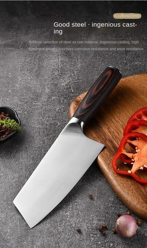 Household Kitchen Knife Lightweight Color Wooden Handle Meat Cleaver Sharp Stainless Steel Kitchen Knife Ladies