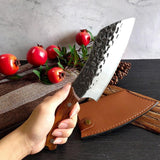 Forged stainless steel hammering meat cutter outdoor camping meat cutter butcher's knife manual meat cutter chef's blade sharp blade cooking knife vegetable knife