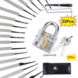 15/22Pcs Lock Pick Locksmith Training Skill Extractor Door Tools Set Transparent Practice Lock Padlock Tools with Key