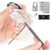 15/22Pcs Lock Pick Locksmith Training Skill Extractor Door Tools Set Transparent Practice Lock Padlock Tools with Key