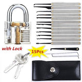 15/22Pcs Lock Pick Locksmith Training Skill Extractor Door Tools Set Transparent Practice Lock Padlock Tools with Key