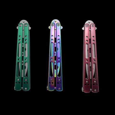 Unedged safety Butterfly training knife Beginners stainless steel outdoor exercise tool play swing butterfly folding knife