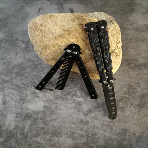 All-steel Butterfly Knife Comb Hand Practice Folding Butterfly Knife Tool Unsharpened Novice Butterfly Training Knife Shake Knife