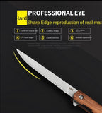 Wilderness Survival Tactical Folding Knife Outdoor Portable Wooden Handle Folding Self-defense Knife Stainless Steel Mini Magic Pen Knife