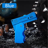 NEw Gun shape Foldable Lighter Blue&Yellow Dual Flame Jet Lighters New Spray Gun Butane Lighters Gas Cigarette Lighter For Man Gift(Without Gas)