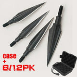 6/12pk Archery Arrow Heads 140 Grain Outdoor Hunting Bow Recurve Bow Arrow High-carbon Steel Arrow with Case