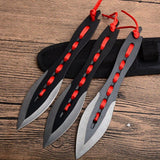 Tactical Fixed Blade Throwing Knife Set with Sheath 3pcs/6pcs Darts Ninja Kunai Hunting Knife (Red Ribbon)