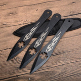 3pcs/6pcs Darts Ninja Hunting Knife Tactical Fixed Blade Throwing Knife Set with Sheath (Big Flame)