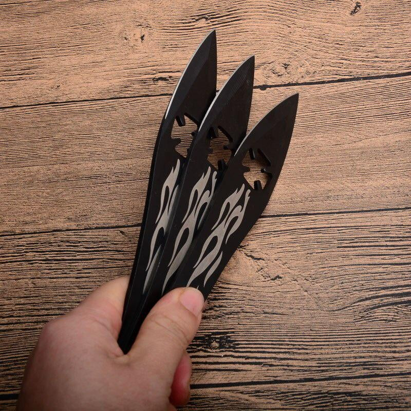 3pcs/6pcs Darts Ninja Hunting Knife Tactical Fixed Blade Throwing Knife Set with Sheath (Big Flame)