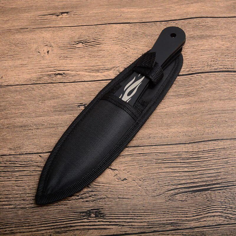 3pcs/6pcs Darts Ninja Hunting Knife Tactical Fixed Blade Throwing Knife Set with Sheath (Big Flame)