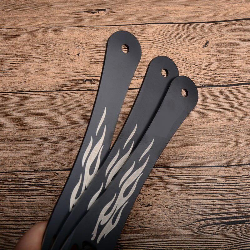 3pcs/6pcs Darts Ninja Hunting Knife Tactical Fixed Blade Throwing Knife Set with Sheath (Big Flame)