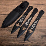 3pcs/6pcs Darts Ninja Hunting Knife Tactical Fixed Blade Throwing Knife Set with Sheath (Big Flame)