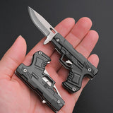 【Free gift】Mini folding knife, express unpacking knife, outdoor portable knife, small knife, exquisite stainless steel gun-shaped knife.
