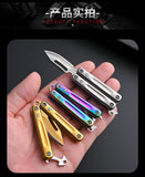 【Free gift】Mini Stainless Steel Butterfly Practice Knife Keychain Knife Sharp Fruit Knife Express Portable Play Unpacking Knife
