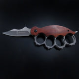 Tiger finger fist knife tactical folding outdoor knife wooden handle multifunctional folding knife camping escape fruit knife knife