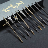 【Free gift】Ancient small weapon mini sword 12 cm, Fang Tian painting halberd metal model gun ornament boys give gifts