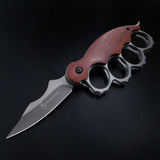 Tiger finger fist knife tactical folding outdoor knife wooden handle multifunctional folding knife camping escape fruit knife knife