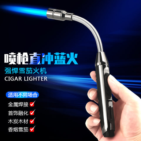 2025 K17 hose spray gun ignition gun straight punch blue fire electroplating lighter cigarette cigar 360 degree rotating nozzle | POPOTR