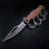 Tiger finger fist knife tactical folding outdoor knife wooden handle multifunctional folding knife camping escape fruit knife knife