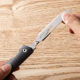 The manufacturer supplies carbon fiber unpacking knife, portable cutting rope, engraving knife, mini multi-functional folding scalpel art