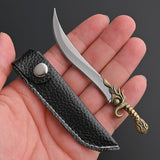 【Free gift】Ornamental dragon tooth knife outdoor knife stainless steel fruit knife portable keychain mini knife