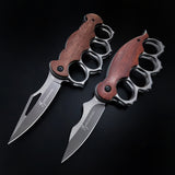 Tiger finger fist knife tactical folding outdoor knife wooden handle multifunctional folding knife camping escape fruit knife knife