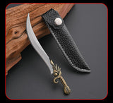 【Free gift】Ornamental dragon tooth knife outdoor knife stainless steel fruit knife portable keychain mini knife