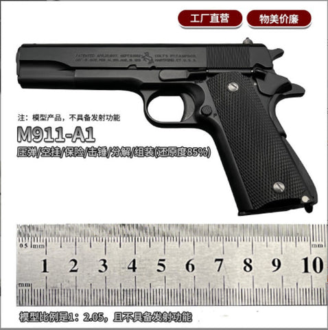 1:2.05 Military model shell throwing M1911 Colt model, metal, non-firing